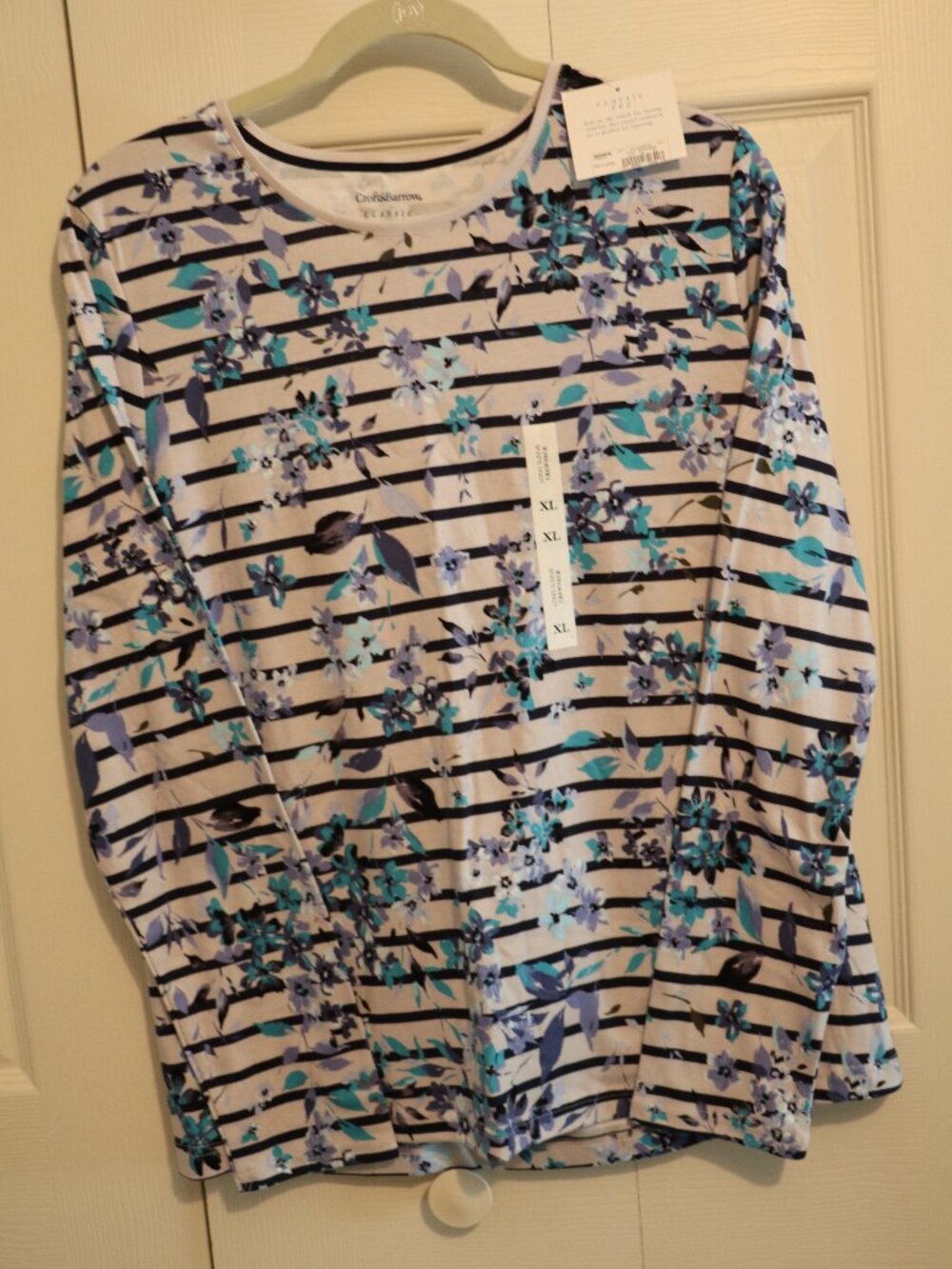 Croft & Barrow Women's NWT Floral Stripe Pullover Top XL